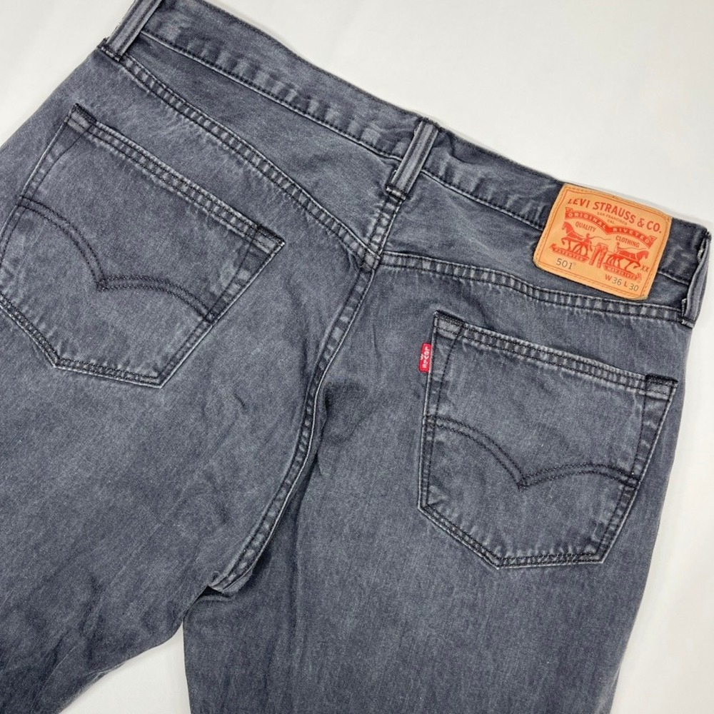 Levi's 501 Original Fit‎ Jeans Washed Black 36x30 Mens Straight Leg Denim Y2K